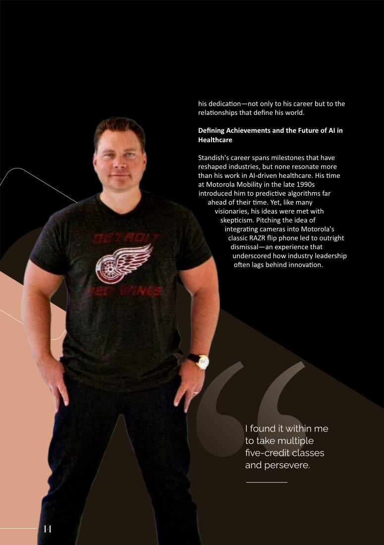 Matthew C. Standish wearing Detroit Red Wings shirt — the authentic builder